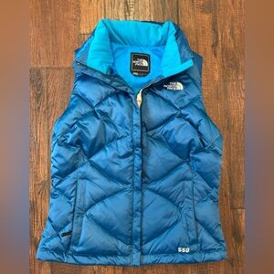 Women's The North Face 550 Fill Nuptse Down Blue Quilted Puffer Vest Jacket XS